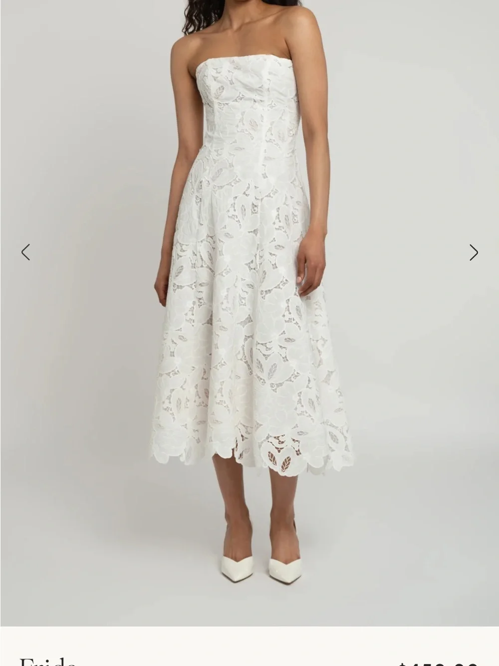 Jenny Yoo Frida White Strapless Lace Midi Dress - Picture 1 of 8
